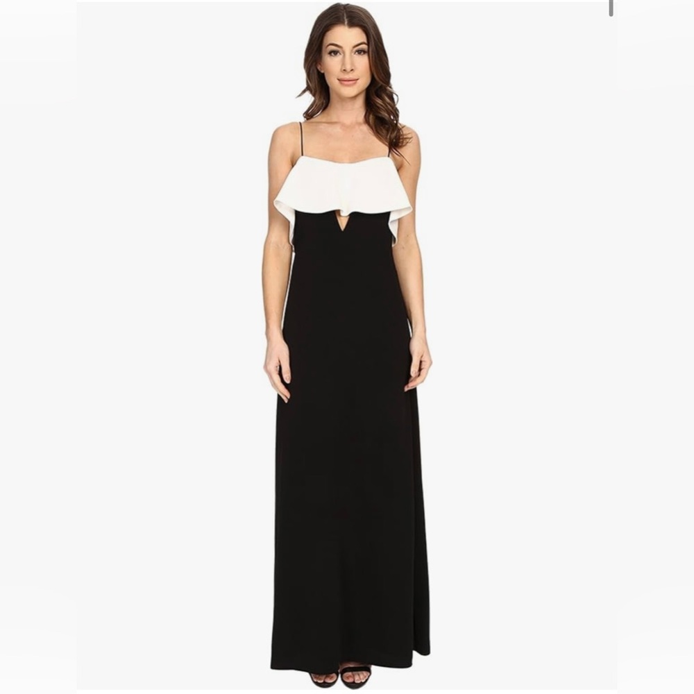 Jill Jill Stuart Women's Popover Cutout 2 Tone Gown, White/Black, Size 0